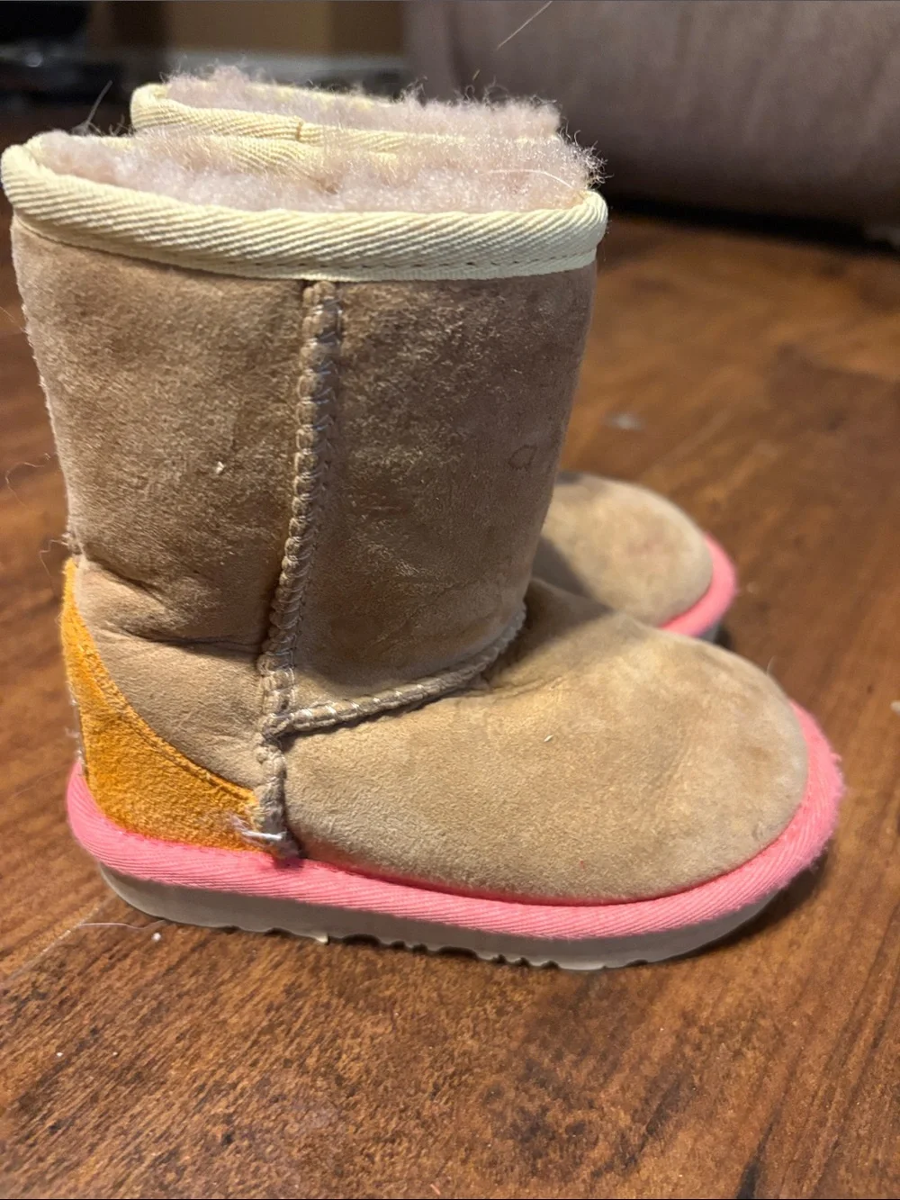 Ugg Pink and Orange Colorblock Chesnut Boots Toddler 7